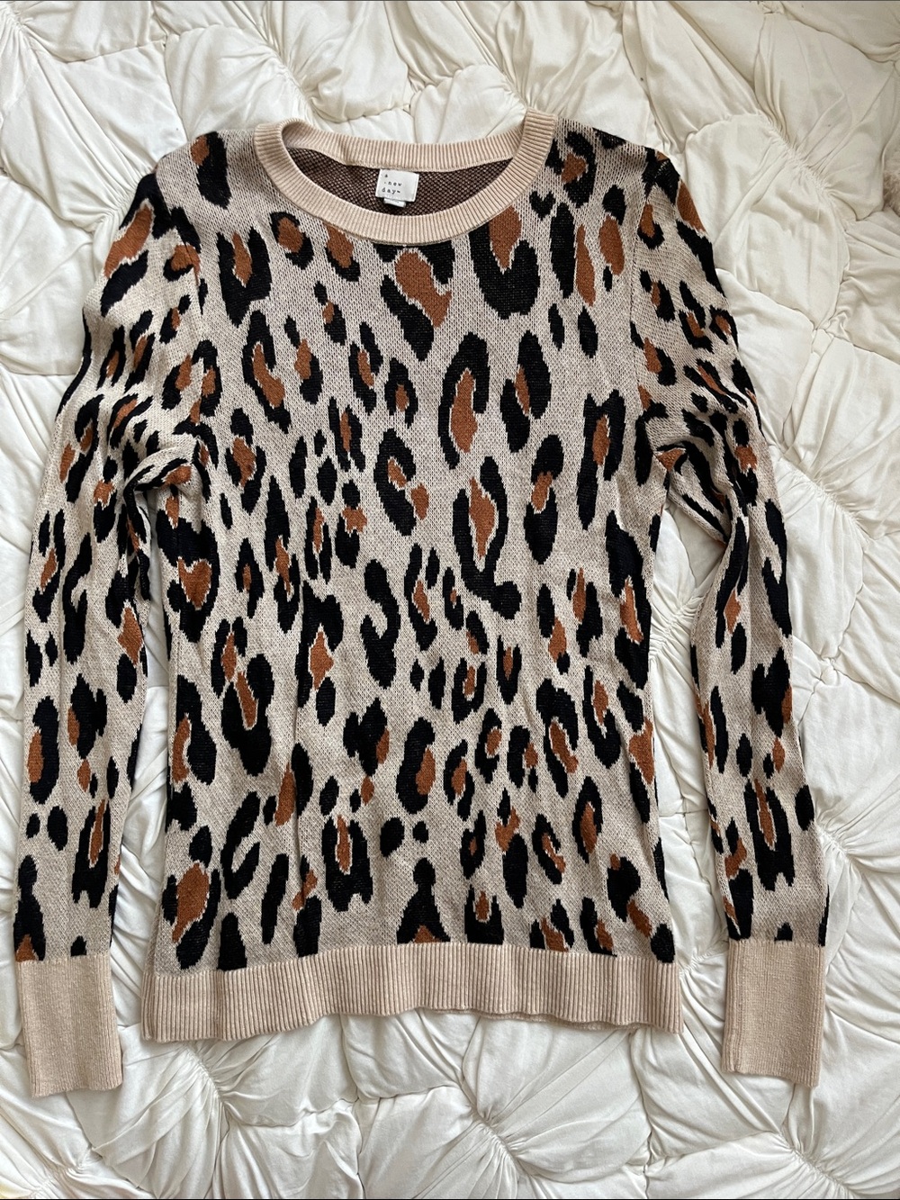 a new day Leopard Print Crewneck Sweater